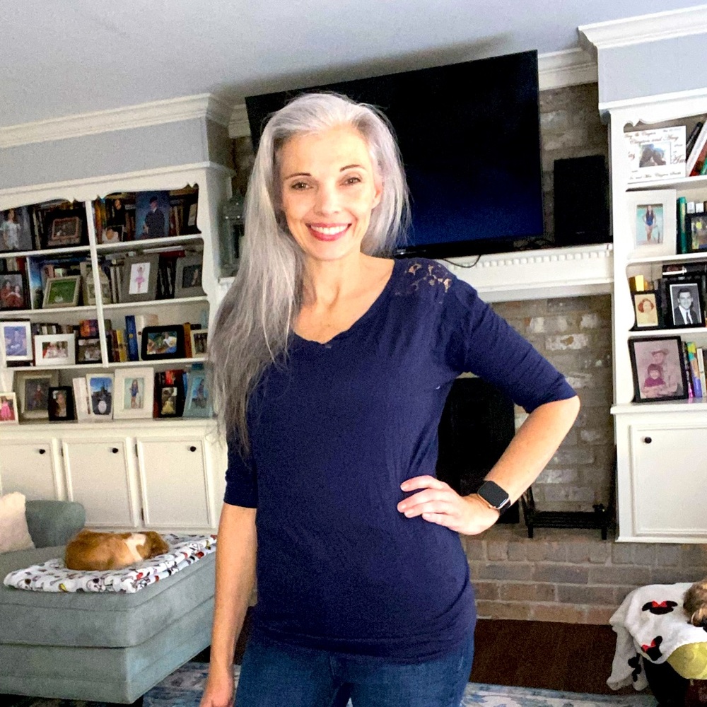 American Eagle 3/4 sleeve navy blue top Small